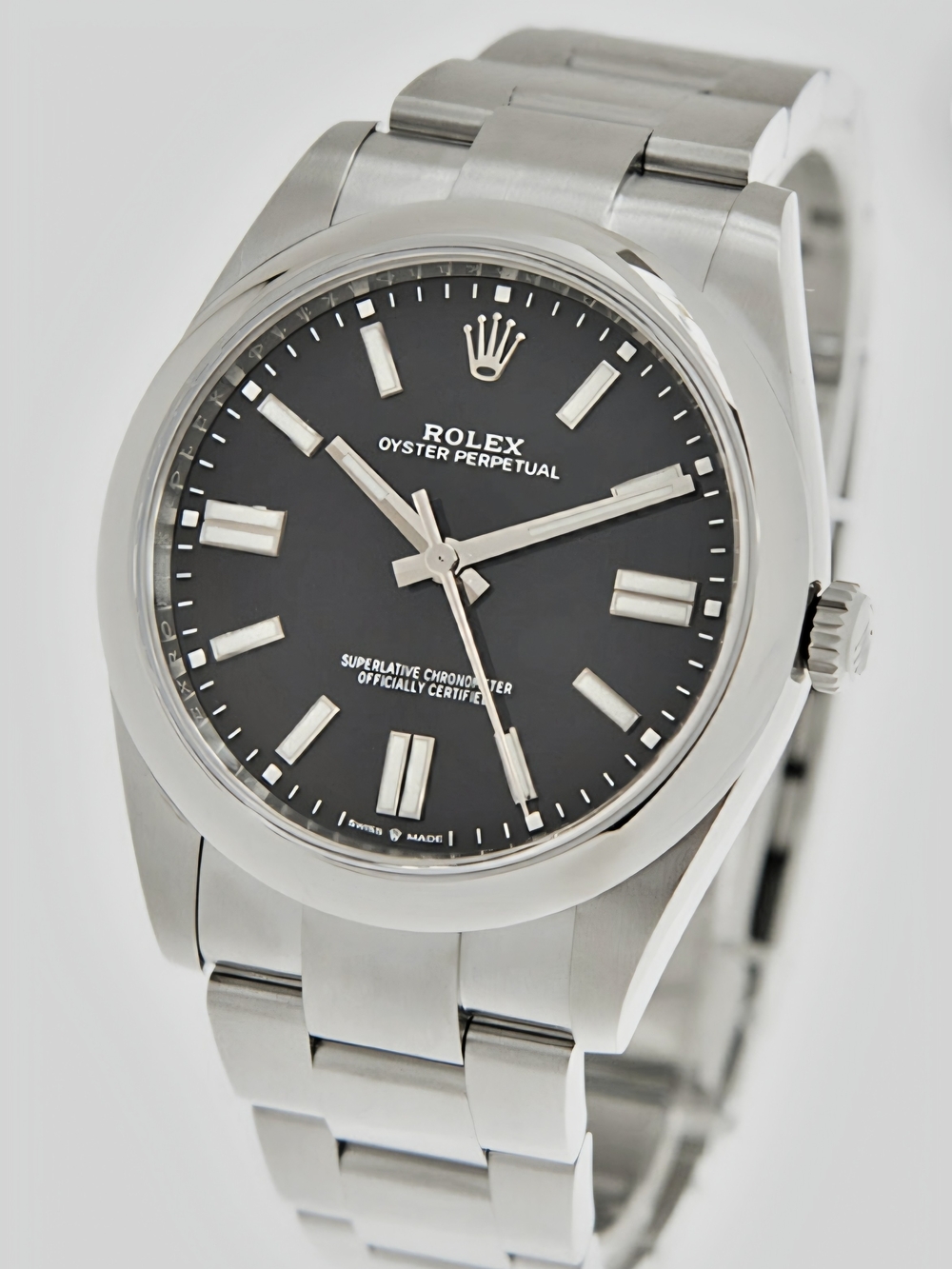 Rolex Oyster Perpetual Stainless Steel Watch with Black Dial